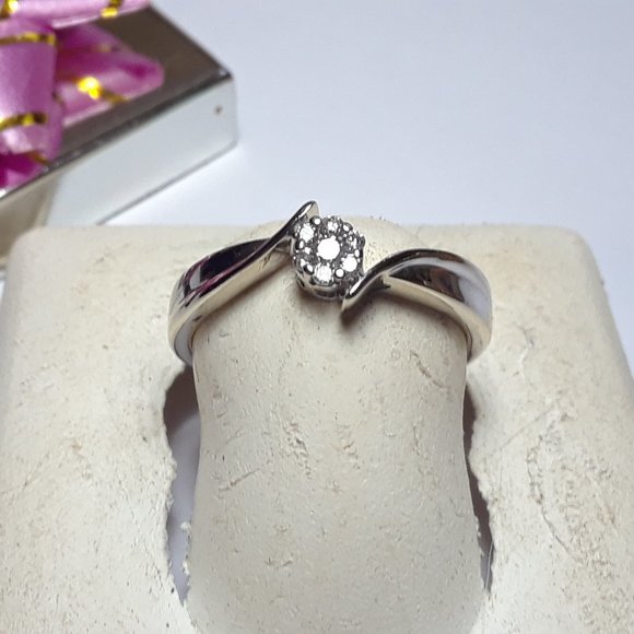 .10ctw Diamond SI2 GH 14Kt WG Offset Ring#15183 - Picture 1 of 4